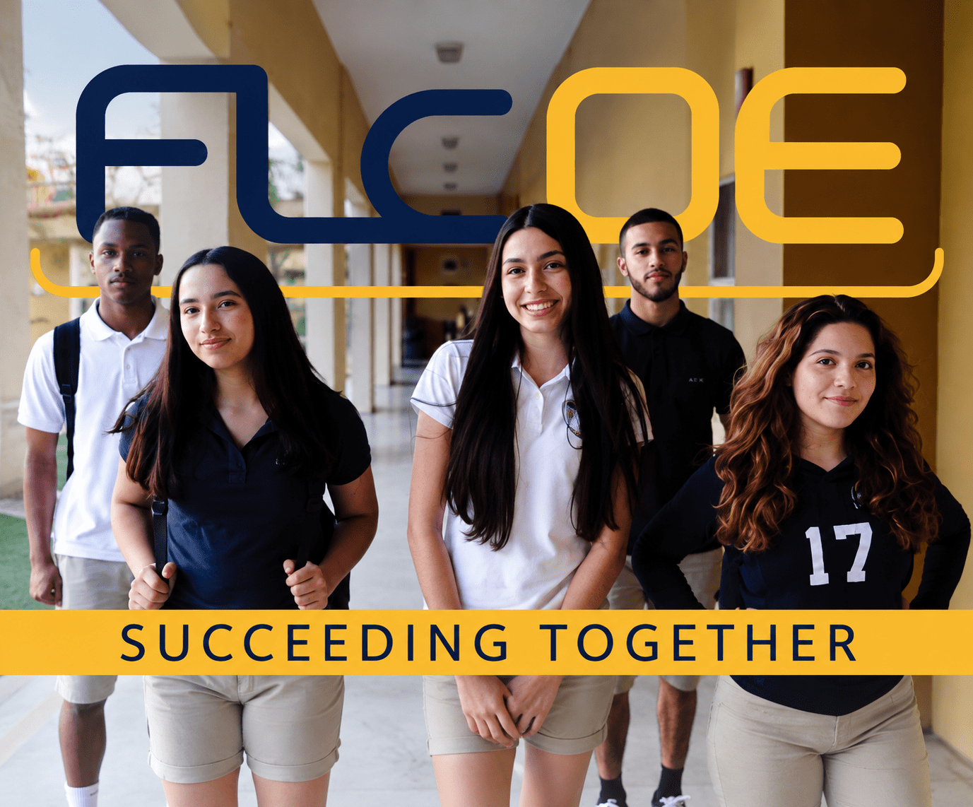 flcoe succeeding together banner with students